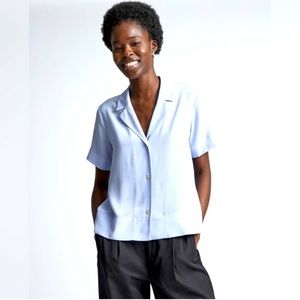 Everlane clean silk notch collar shirt blue NWT size 2
